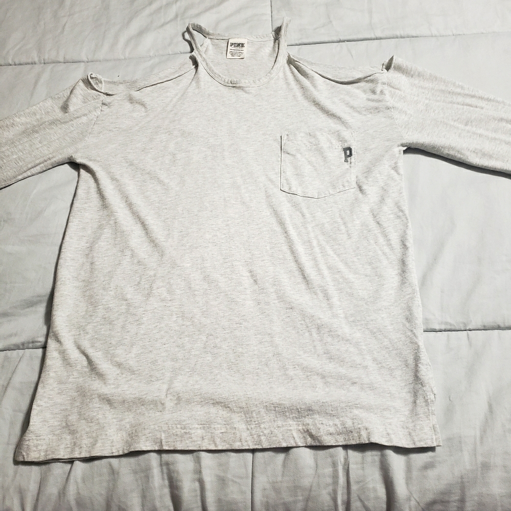 Pink cold shoulder shirt